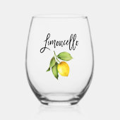 Brush Script Waterverf Lemon Limoncello Wijnglas Zonder Voet (Voorkant)