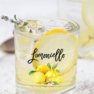Brush Script Waterverf Lemons Limoncello Glass Whisky Glas