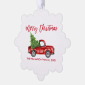 Brush Script Waterverf Red Truck Ornament Kaart (Links)