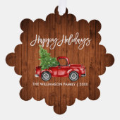 Brush Script Waterverf Rode Truck Rustieke Vakanti Ornament Kaart (Voorkant)