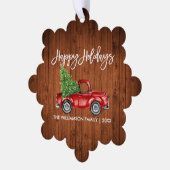 Brush Script Waterverf Rode Truck Rustieke Vakanti Ornament Kaart (Links)