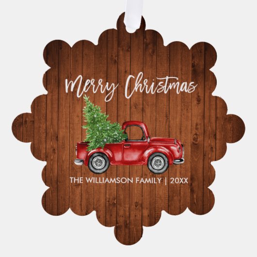 Brush Script Waterverf  Truck Wood Print Ornament Kaart (Voorkant)