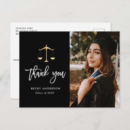 Brush script wet school afstuderen dank u briefkaart (Voorkant / Achterkant)