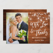 Brush Script Wood Lights Amour et Merci Mariage (Devant / Derrière)