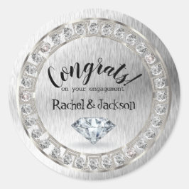 Brush Silver Diamond Verloving Ronde Sticker