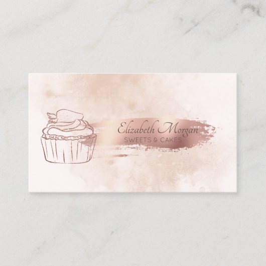 Brush Stroke Glitter Cupcake Waterverf Visitekaartje (Voorkant)