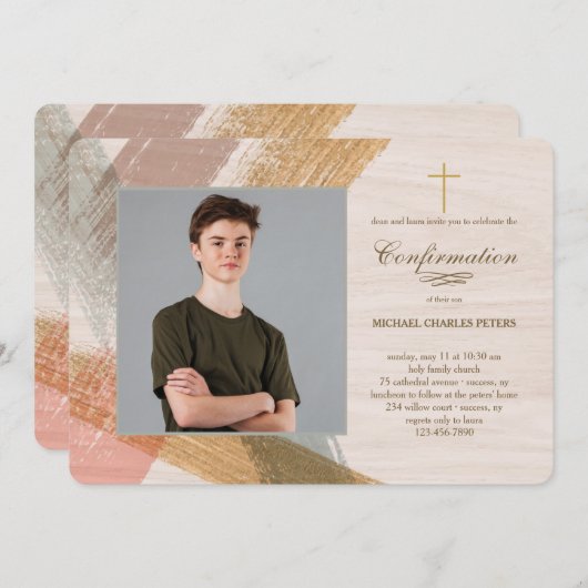 Brush Strokes Photo Confirmation Invitation (Devant / Derrière)