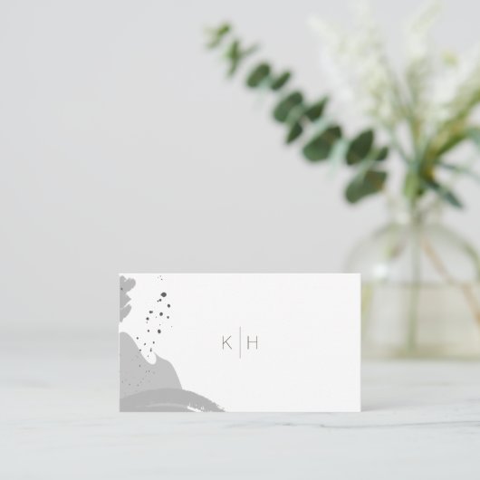 Brush Strots Monogramme Gris Carte de visite (Debout devant)