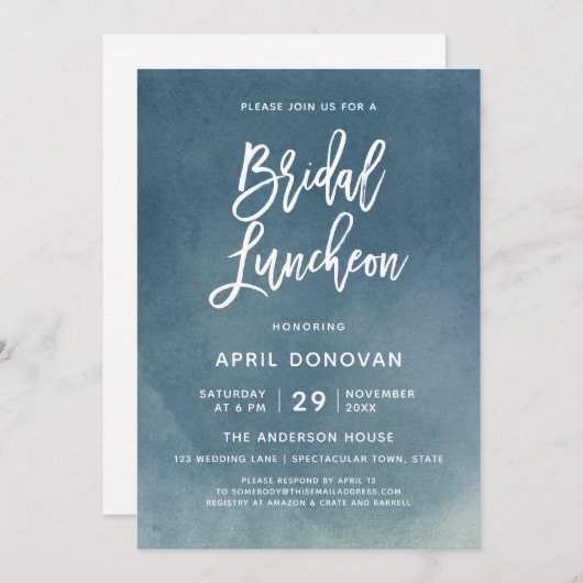 Brush Typographie Déjeuner nuptial Invitation (Devant / Derrière)