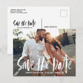 Brush Typographie Photo Enregistrer la date Carte  (Devant / Derrière)