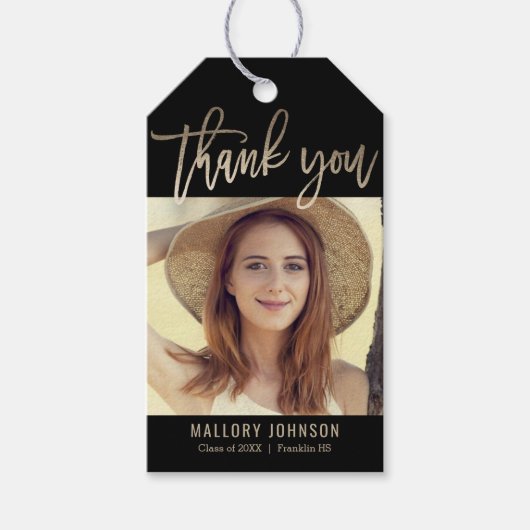 Brushed Glimme BEWERKBARE KLEUR Afstuderen Favor T Cadeaulabel (Voorkant)