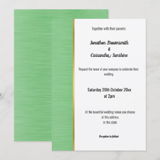  BRUSHED GREEN GOLD TRIM INVITATIE KAART