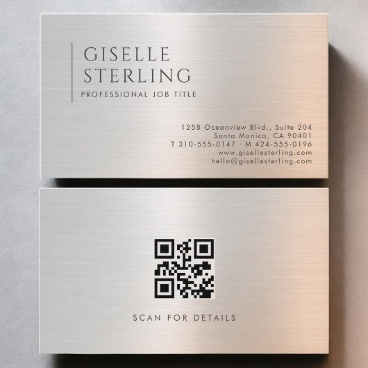 Brushed Metal QR Code Visitekaartje