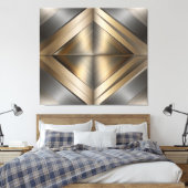 Brushed Metallic Geometric Diamond Pattern Canvas Afdruk (Insitu (Slaapkamer))