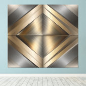 Brushed Metallic Geometric Diamond Pattern Canvas Afdruk (Insitu (Houten vloer))