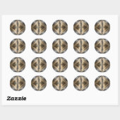 Brushed Metallic Geometric Diamond Pattern Ronde Sticker (Vel)