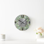 BRUSHED SILVER BOTANICAL EUCALYPTUS WALL CLOCK RONDE KLOK (Huis)