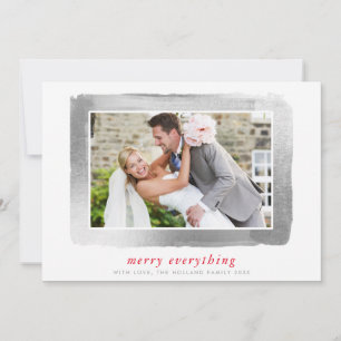 BRUSHED SILVER LIJST moderne foto eenvoudig minima Feestdagenkaart