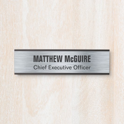 Brushed Silver Look Kantoor Deurbordje (Voorkant)