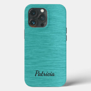 Brushed Turquoise Delight Persoonlijke naam iPhone 13 Pro Hoesje