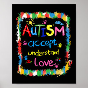 Brushstroke Autisme Bewustzijn Accepteer Liefde Be Poster