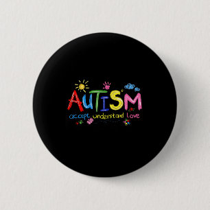 Brushstroke Autisme Bewustzijn Accepteer Liefde Be Ronde Button 5,7 Cm