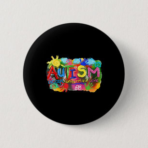 Brushstroke Autisme Bewustzijn Accepteer Liefde Be Ronde Button 5,7 Cm