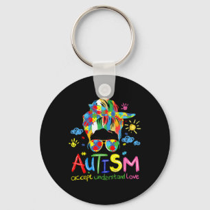 Brushstroke Autisme Bewustzijn Accepteer Liefde Me Sleutelhanger