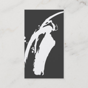 BRUSHSTROKE BLANC sur DK GRAY Carte de visite