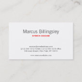 BRUSHSTROKE BLANC sur DK GRAY Carte de visite (Dos)