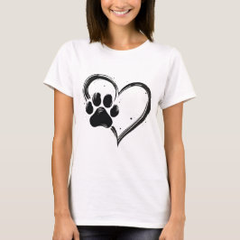 Brushstroke Heart Paw Print Dames T-shirt