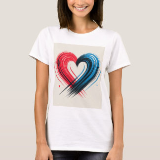 Brushstroke Heart – Rood & Blauw Artistieke Liefde T-shirt