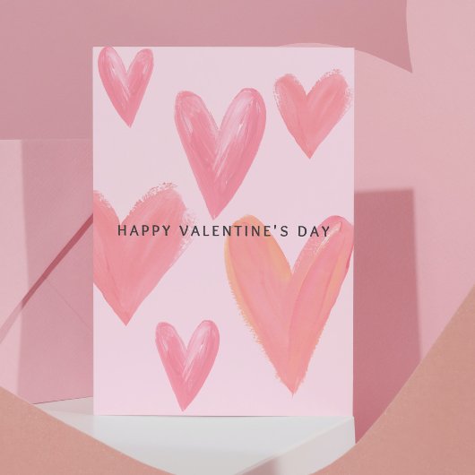 Brushstroke Hearts Valentijns Briefkaart