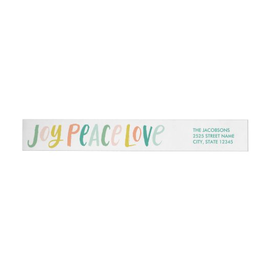 Brushstroke Joy Peace Love Wraparound Étiquette (Individuel)
