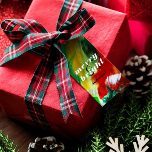 Brushstrokes feestelijke Abstracte kerstachtergron Cadeaulabel