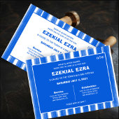 Brushstrokes Stripes Blauw Custom Bar Bat Mitswa Kaart