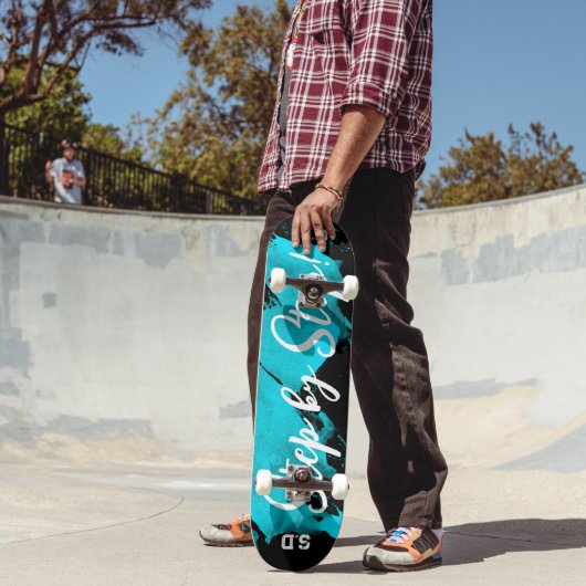 Brushy Cyan Black Skateboard (Buiten 2)