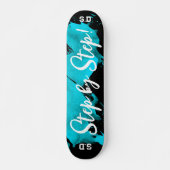 Brushy Cyan Black Skateboard (Voorkant)