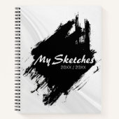 Brushy zwart & wit spiraal schetsboek notitieboek (Voorkant)