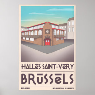 Brussel Architectuurprint Halles Saint-Very Poster