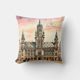 Brussel België Aquarel Grote Paleis Kussen