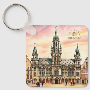 Brussel België Aquarel Grote Paleis Sleutelhanger