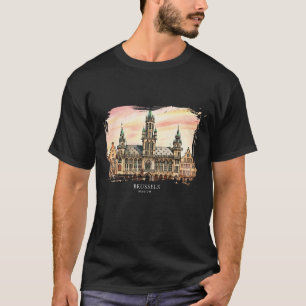 Brussel België Aquarel Grote Paleis T-shirt