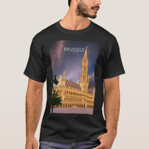 Brussel België Minimal Retro Travel Post T-shirt