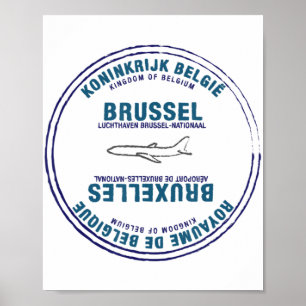 Brussel België Paspoortstempel Vacis Reis Poster