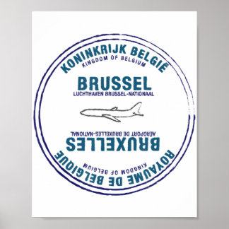 Brussel België Paspoortstempel Vacis Reis Poster