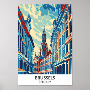 Brussel België Retro Kunstwerk Reizen Poster