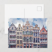 Brussel België Waterverf Briefkaart (Voorkant / Achterkant)