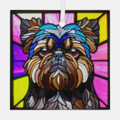 Brussel Griffon "Glas in lood" Glas Ornament (Achterkant)