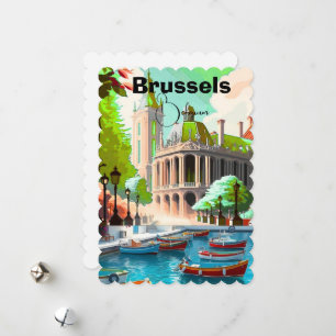 Brussel Reis Kunst ansichtkaart, België Reis Kunst Feestdagenkaart